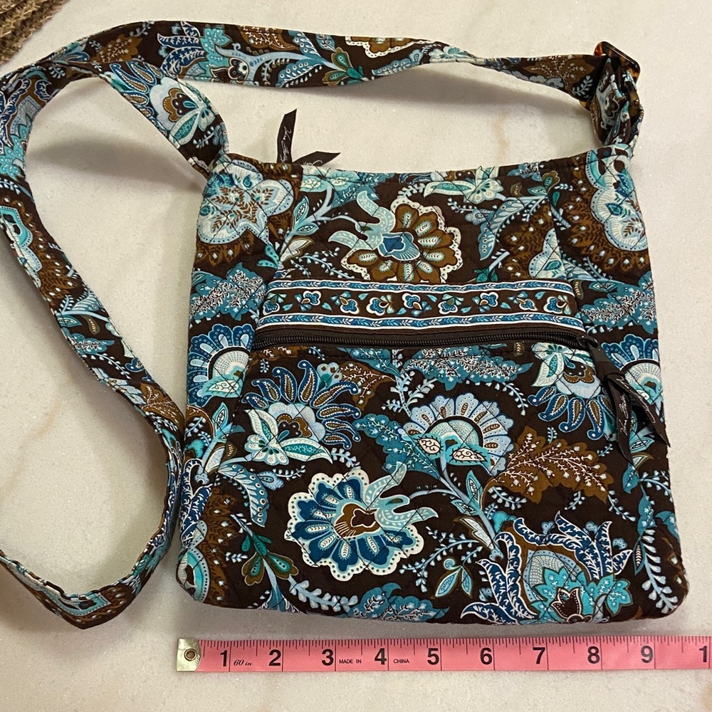 Vera Bradley Blue and Brown Floral Crossbody Bag